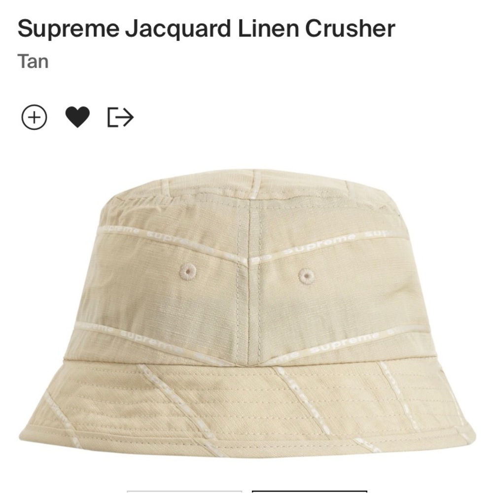 ✔️SOLD Supreme Jacquard Linen Crusher hat in tan! M/L - Picture 2 of 6